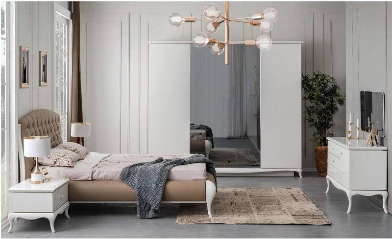 Xlmoebel Schlafzimmer-Set Bettset mit Doppelbett Rahmen Schlafzimmer Set Vollständig, 6-teilig, (Bett), Hergestellt in Europa von Xlmoebel