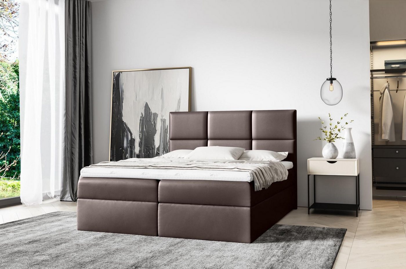 Xlmoebel Boxspringbett Boxspring-Doppelbett 160x200 mit modernem Design für Hotels - Möbel (Bett), Hergestellt in Europa von Xlmoebel