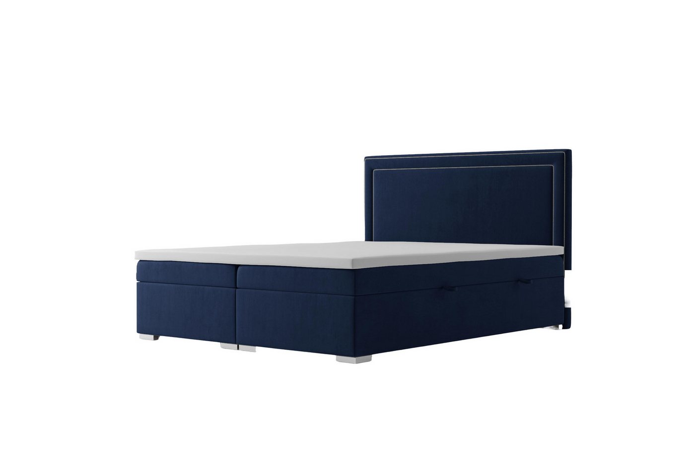 Xlmoebel Boxspringbett Boxspring Doppelbett für Hotels mit luxuriösem Polster in blauer Farbe (Boxspringbett 4069424842265), Hergestellt in Europa von Xlmoebel