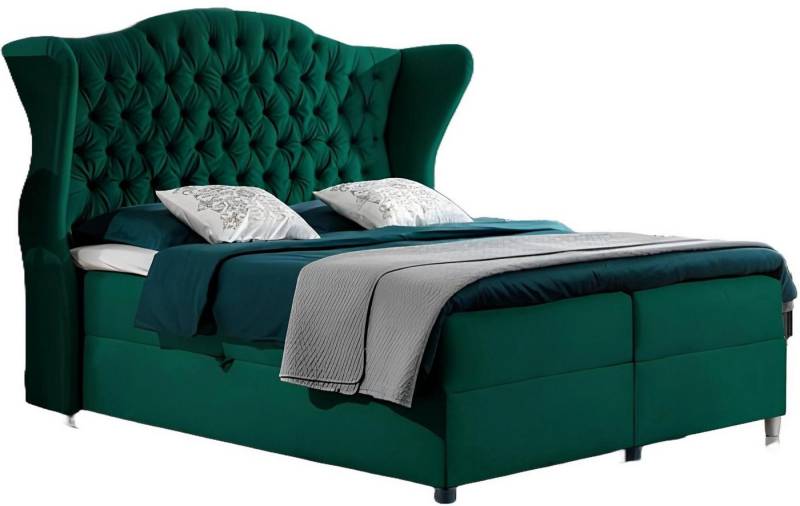 Xlmoebel Boxspringbett Chesterfield Boxspring Bett Hotel Schlafzimmer Samt Velvet Luxus Möbel (Bett), Hergestellt in Europa von Xlmoebel