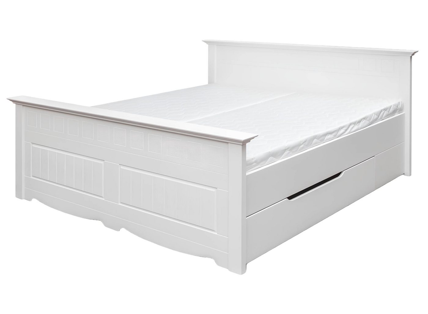 Xlmoebel Bett Design Holzbett in Weiß für Doppelbett 180x200 im Landhausstil (Bett), Hergestellt in Europa von Xlmoebel