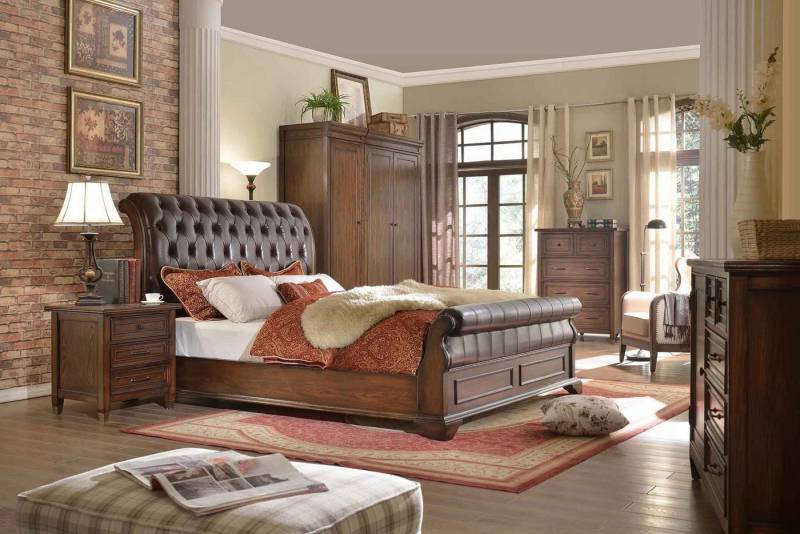 Xlmoebel Bett Designer Doppelbett aus Leder mit Chesterfield-Polsterung (Bett), Hergestellt in Europa von Xlmoebel