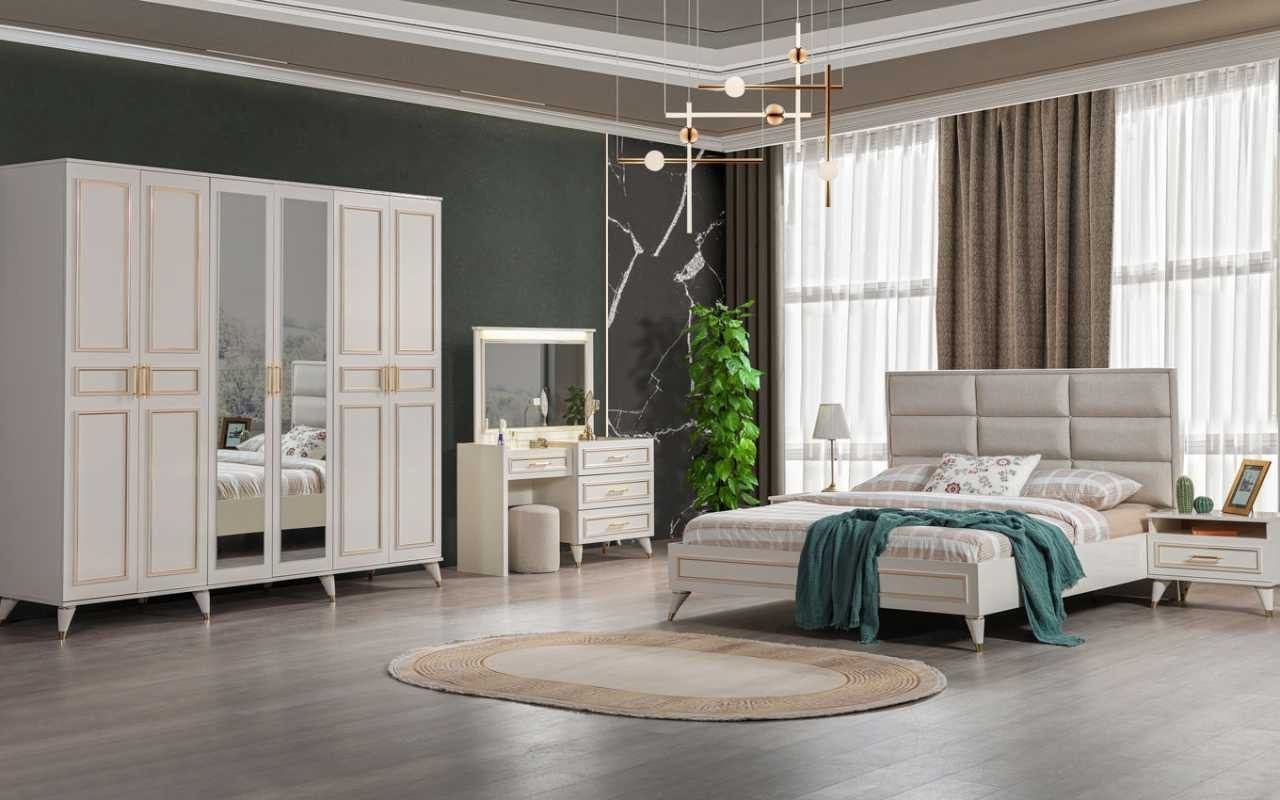 Xlmoebel Komplettschlafzimmer Designer-Doppelbett für das Schlafzimmer mit luxuriösem Schminktisch, (Set Komplettschlafzimmer (8tlg), Hergestellt in Europa von Xlmoebel