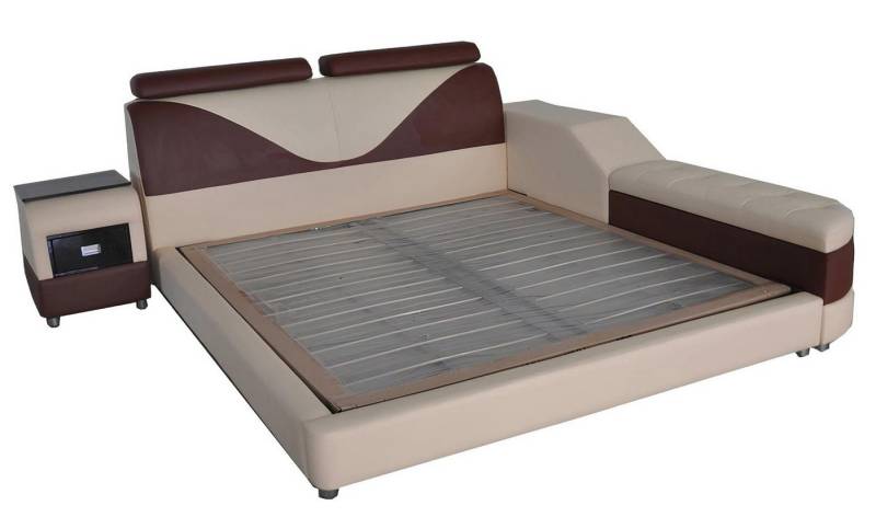 Xlmoebel Bett Designer Doppelbett mit moderner LED-Beleuchtung und luxuriösem (Bett LB8817 + 1x Nachttisch), Hergestellt in Europa von Xlmoebel