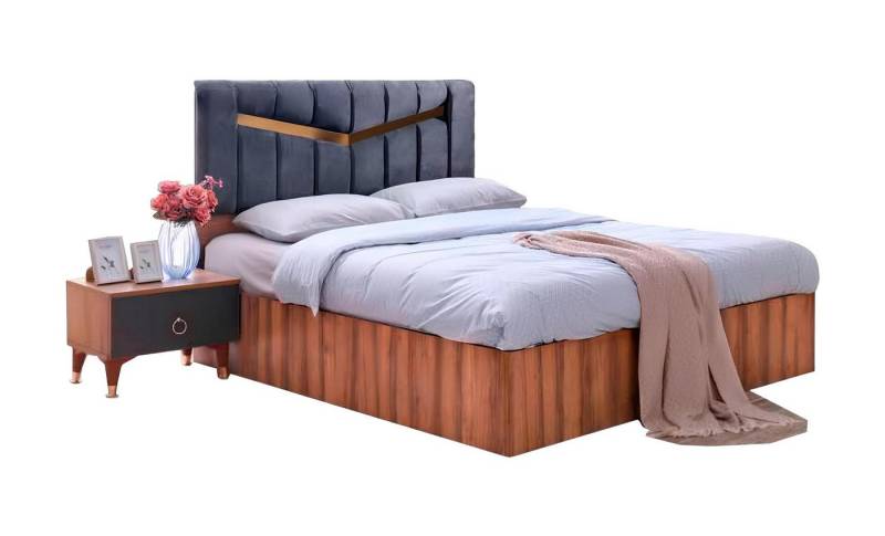 Xlmoebel Bett Doppelbett in modernem Design für das Schlafzimmer in grau-braunem (Bett), Hergestellt in Europa von Xlmoebel