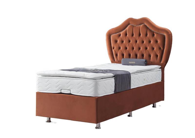 Xlmoebel Bett Einzelbett in Braun mit Boxspring-Matratze für luxuriöses Schlafzimmer (Bett), Hergestellt in Europa von Xlmoebel