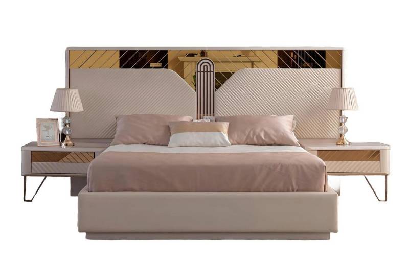 Xlmoebel Bett Elegantes Schlafzimmer-Ensemble mit Doppelbett Holz-Nachttischen (3tlg.Schlafzimmer Set (Bett+2x Nachttische), Hergestellt in Europa von Xlmoebel