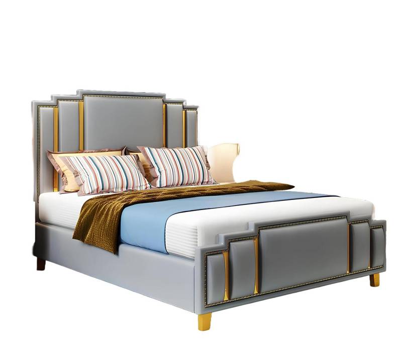 Xlmoebel Bett Exklusives 180x200 Luxus-Doppelbett aus Leder und Metall für stilvolle (Bett), Hergestellt in Europa von Xlmoebel
