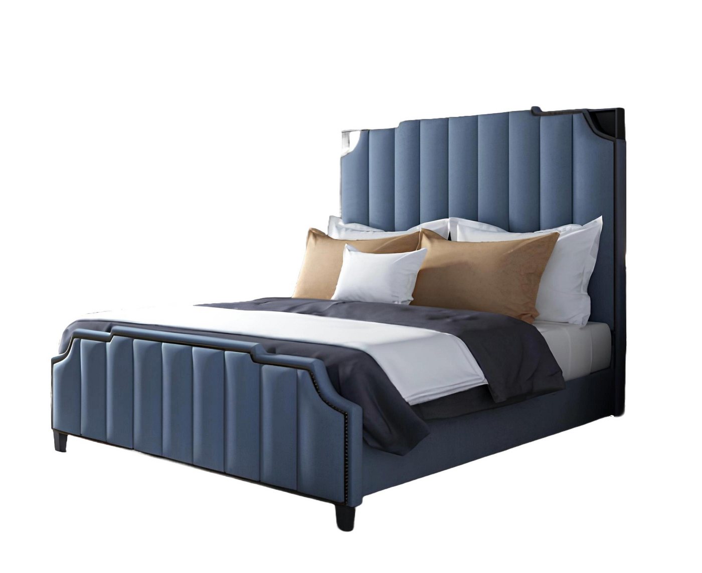 Xlmoebel Bett Exklusives Schlafzimmer Doppelbett aus Leder und Metall in den Maßen (Bett), Hergestellt in Europa von Xlmoebel