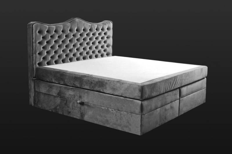 Xlmoebel Boxspringbett Grauer Chesterfield-Bettrahmen für ein elegantes Design (Bett), Hergestellt in Europa von Xlmoebel