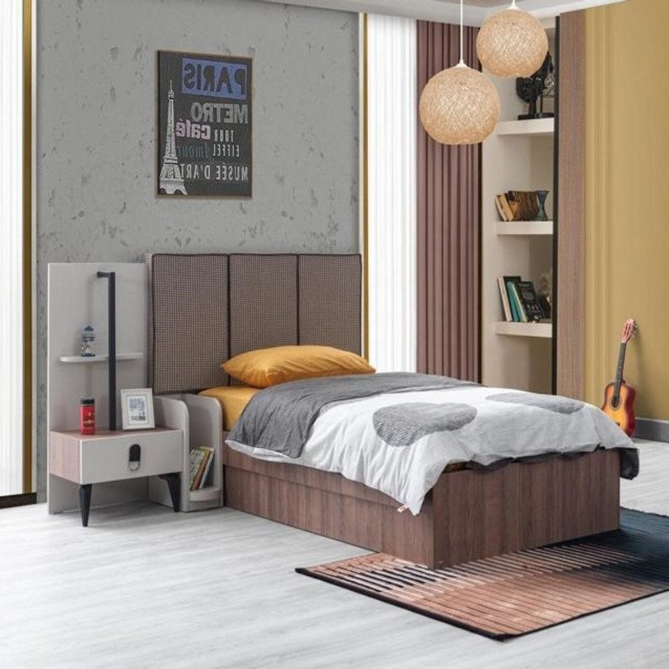 Xlmoebel Jugendzimmer-Set Hochwertige Holz Kindermöbel Set in Braun: Kinderbett und Nachttisch, (2tlg.Set(Kinderbett+Nachttisch), Hergestellt in Europa von Xlmoebel
