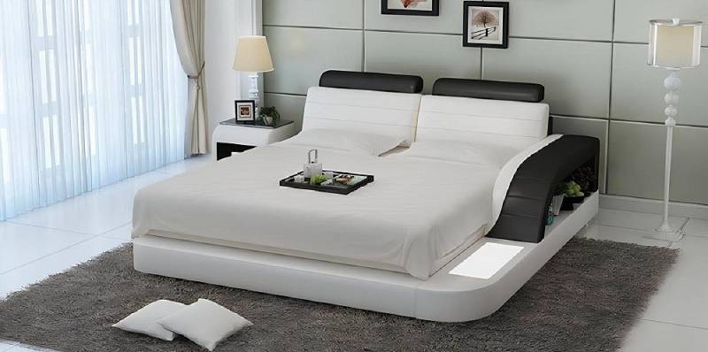 Xlmoebel Lederbett Hochwertiges Bettgestaltung Luxus Schlafzimmer Bett Leder Modern (Bett), Hergestellt in Europa von Xlmoebel