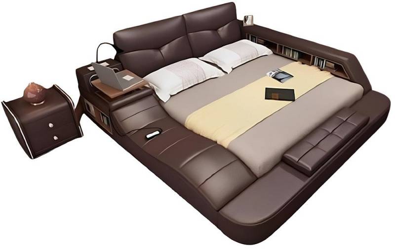 Xlmoebel Multimediabett Hochwertiges Lederdesign-Multimediabett Luxusmodell Ehebett Exklusiv (1-tlg., Bett), Hergestellt in Europa von Xlmoebel