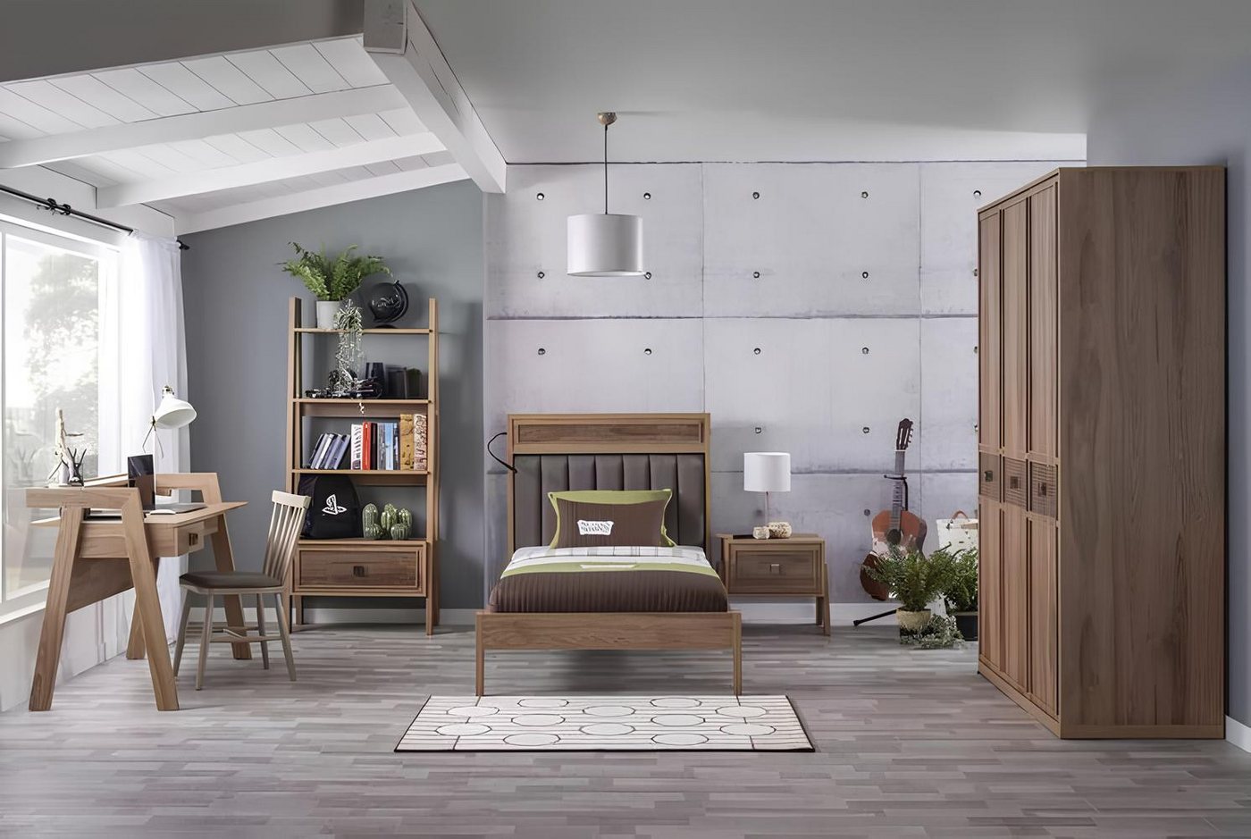 Xlmoebel Bett Jugendbett aus Holz in Braun mit komplettem Schlafzimmermöbel-Set, (Bett), Hergestellt in Europa von Xlmoebel