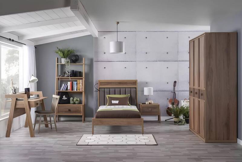 Xlmoebel Bett Jugendbett aus Holz in Braun mit komplettem Schlafzimmermöbel-Set, (Bett), Hergestellt in Europa von Xlmoebel