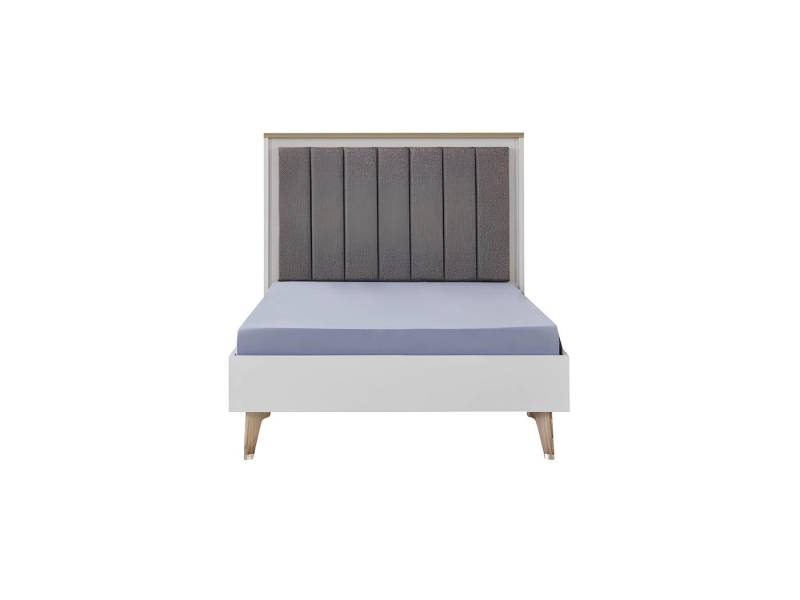 Xlmoebel Bett Jugendbett aus grauem Holz mit Stoffbezug für Kinderzimmer in modernem (Kinderbett 120 cm), Hergestellt in Europa von Xlmoebel