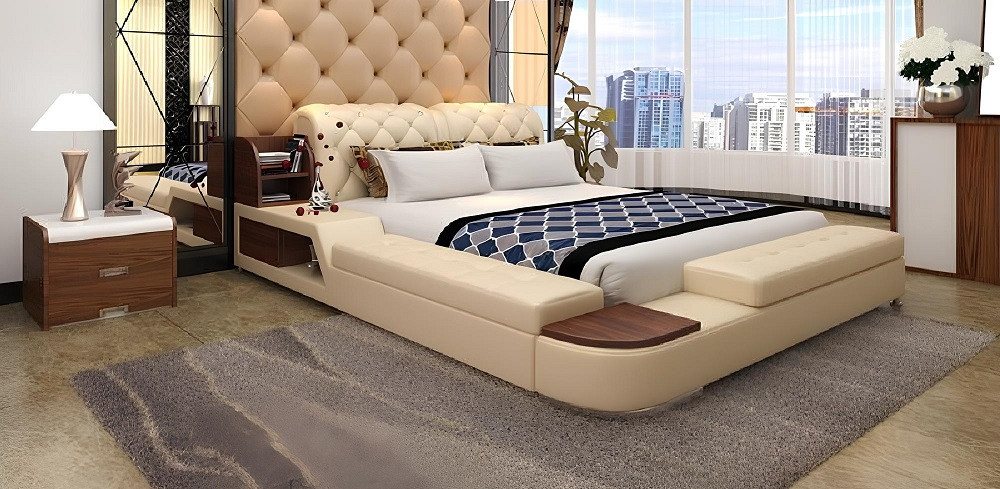 Xlmoebel Bett Luxuriöses, Chesterfield-inspiriertes Doppelbett mit multifunktionaler (Bett B123), Hergestellt in Europa von Xlmoebel