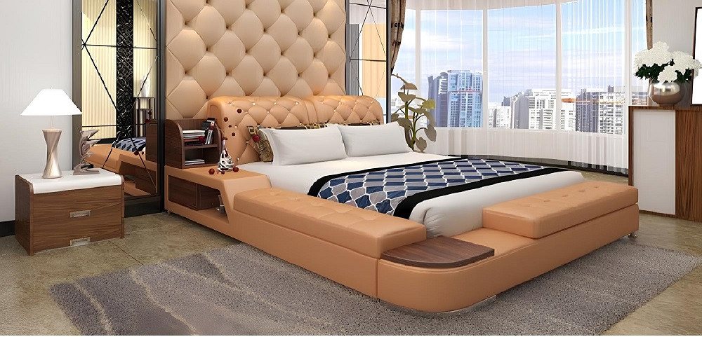 Xlmoebel Bett Luxuriöses, Chesterfield-inspiriertes Doppelbett mit multifunktionaler (Bett B123), Hergestellt in Europa von Xlmoebel