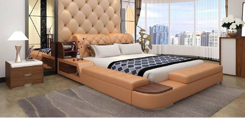 Xlmoebel Bett Luxuriöses, Chesterfield-inspiriertes Doppelbett mit multifunktionaler (Bett B123), Hergestellt in Europa von Xlmoebel