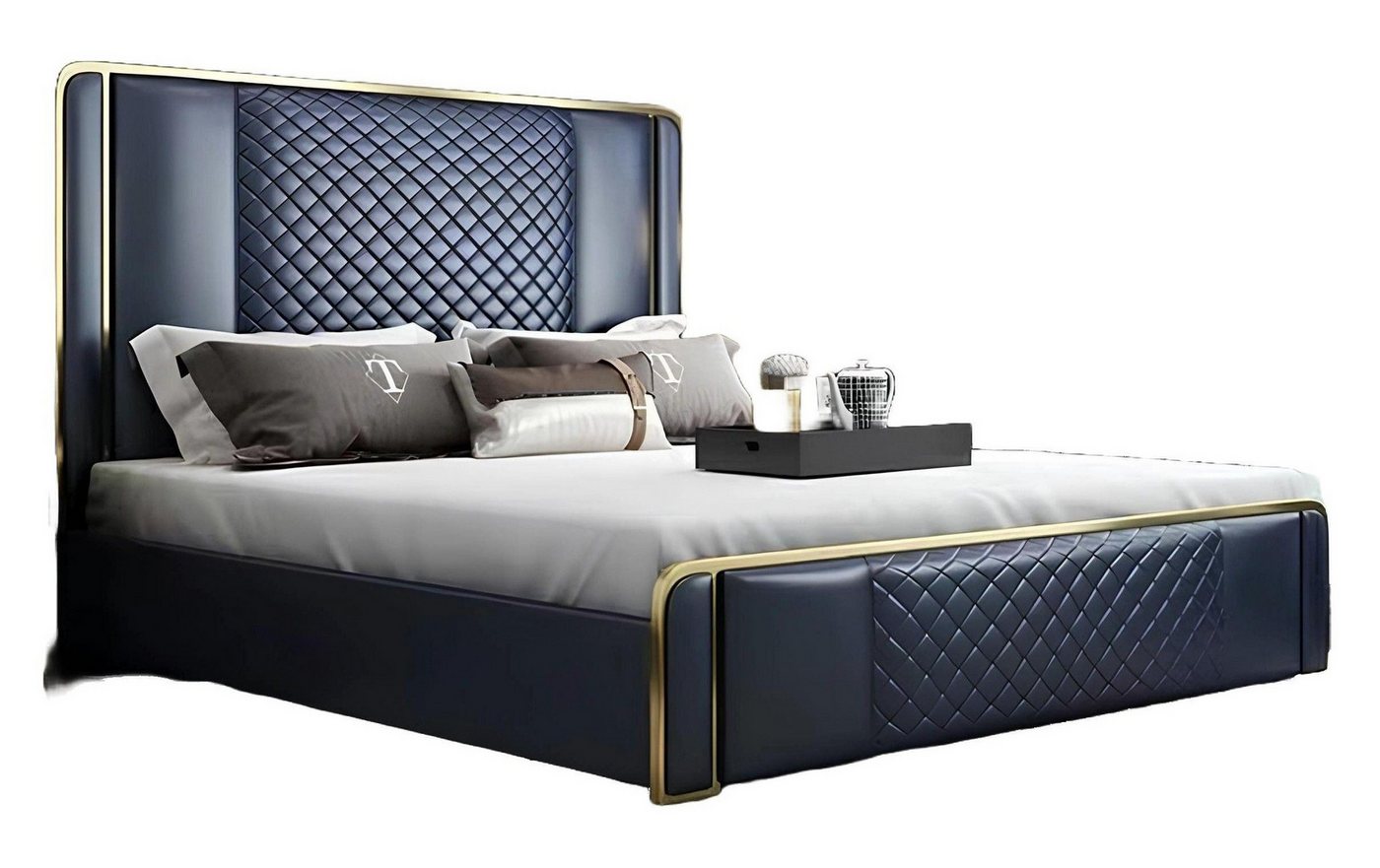 Xlmoebel Bett Luxuriöses Doppelbett aus Leder und Metall für das Schlafzimmer (1-tlg., Bett), Hergestellt in Europa von Xlmoebel