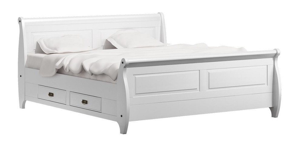 Xlmoebel Bett Luxuriöses Doppelbett im Landhausstil in Weiß für das Schlafzimmer. (Bett), Hergestellt in Europa von Xlmoebel