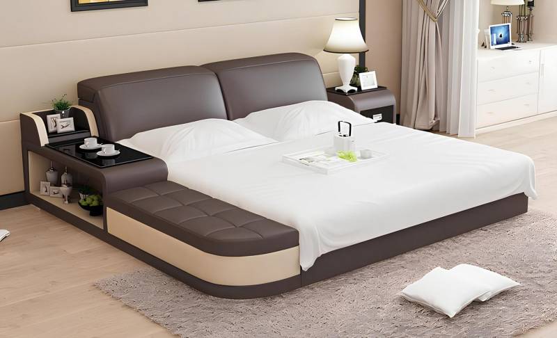 Xlmoebel Polsterbett Luxuriöses Doppelbett mit modernem Design und Polsterung aus Leder (Bett), Hergestellt in Europa von Xlmoebel