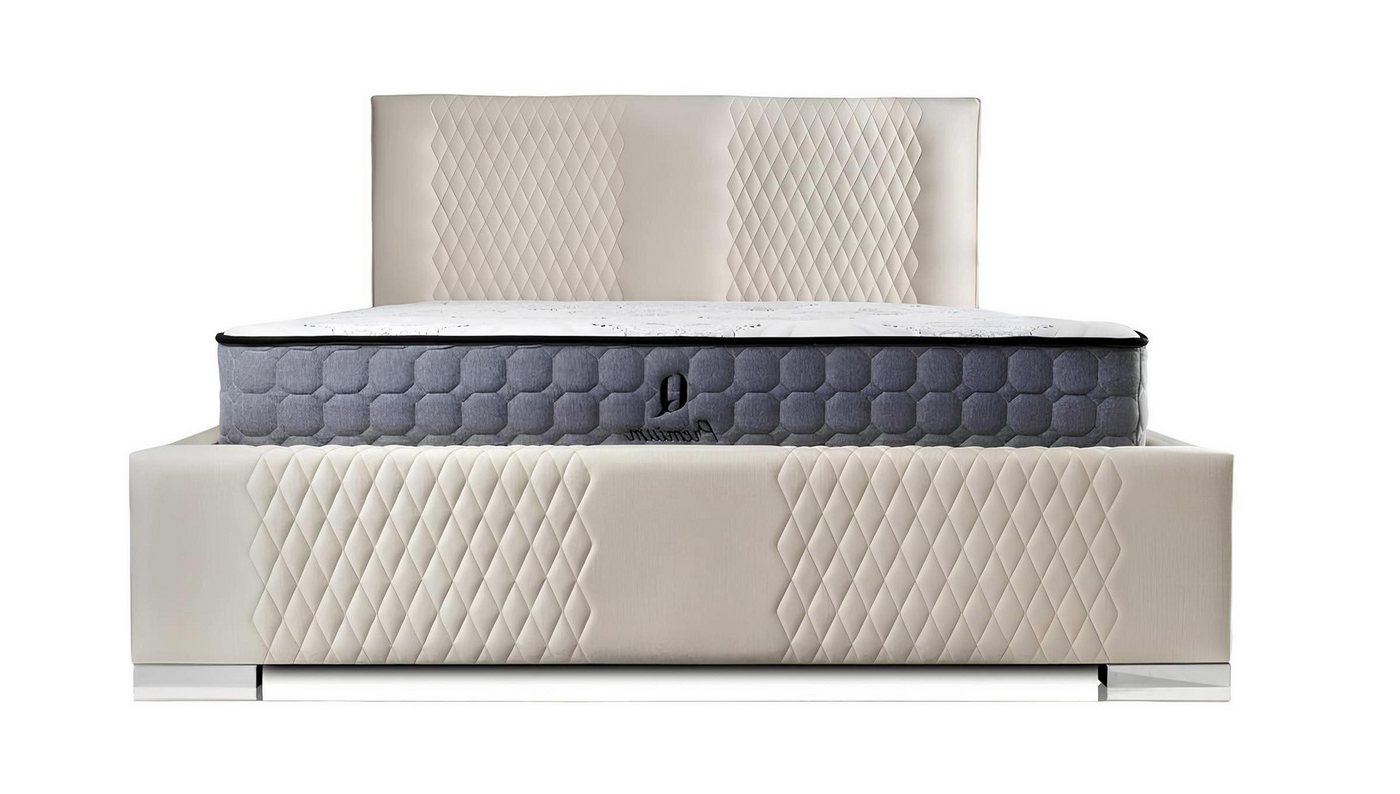 Xlmoebel Bett Luxuriöses modernes Doppelbett in Beige aus gepolstertem Stoff (Bett), Hergestellt in Europa von Xlmoebel