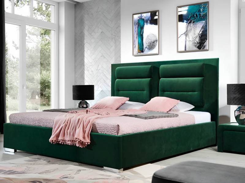 Xlmoebel Polsterbett Luxus Boxspringbett Doppel Design Stoff Hotelgrün (Bett), Hergestellt in Europa von Xlmoebel