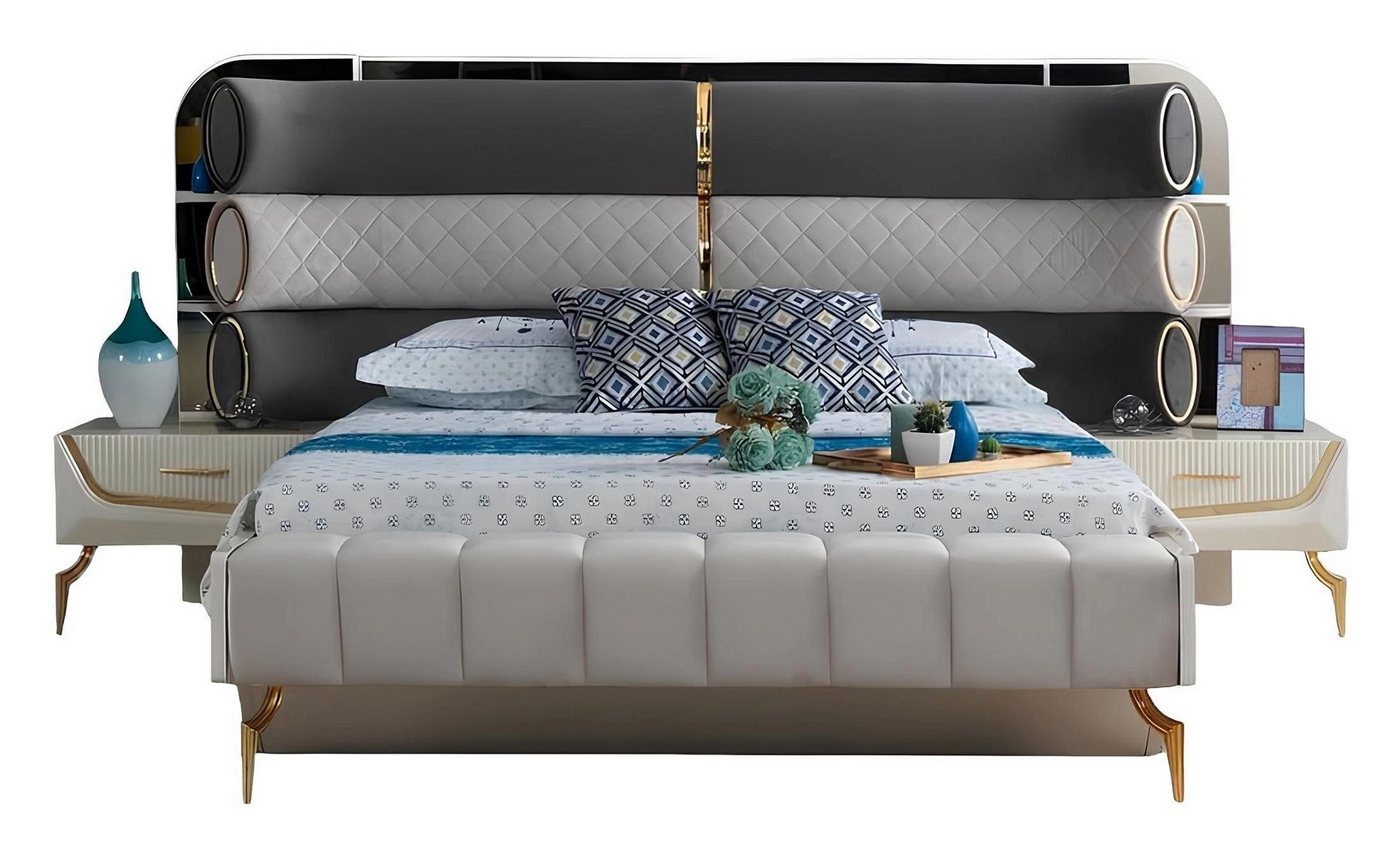 Xlmoebel Schlafzimmer-Set Modern Schlafzimmermöbel Holzgestell Design Modern Bett 2x Nachttische, (3tlg Set(Bett +2x Nachttische), Hergestellt in Europa von Xlmoebel
