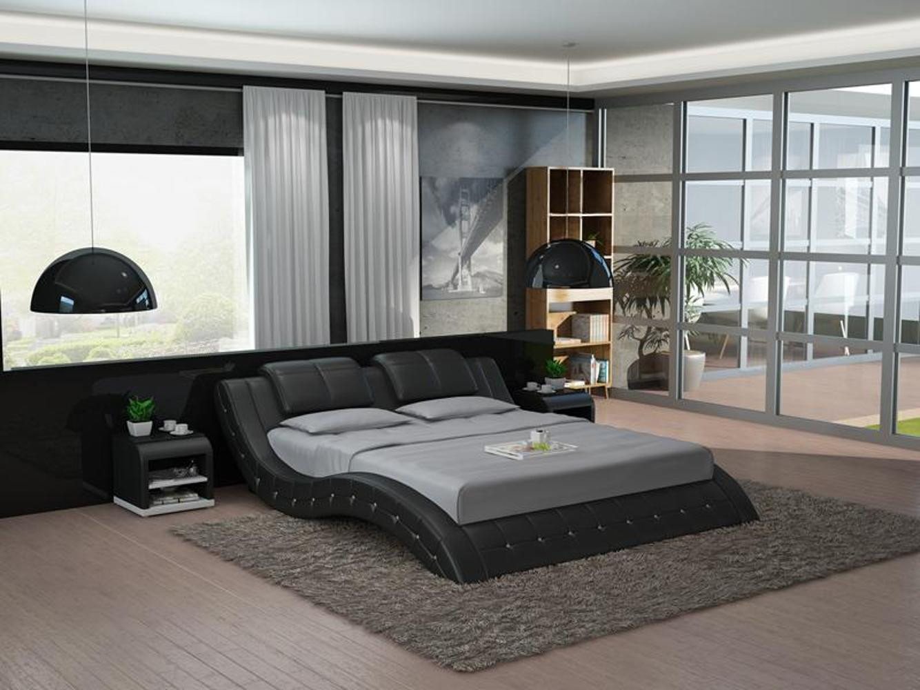 Xlmoebel Bett Modernes Ehebett aus luxuriösem Leder mit Polsterdesign (Bett LB8824B), Hergestellt in Europa von Xlmoebel