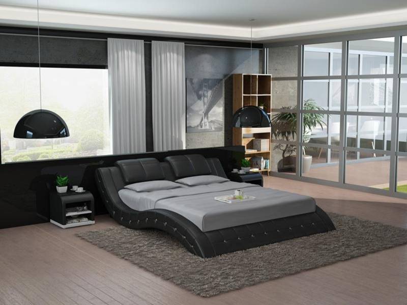 Xlmoebel Bett Modernes Ehebett aus luxuriösem Leder mit Polsterdesign (Bett LB8824B), Hergestellt in Europa von Xlmoebel