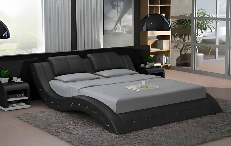 Xlmoebel Polsterbett Modernes Ehebett aus luxuriösem Leder mit Polsterdesign (Bett LB8824B), Hergestellt in Europa von Xlmoebel