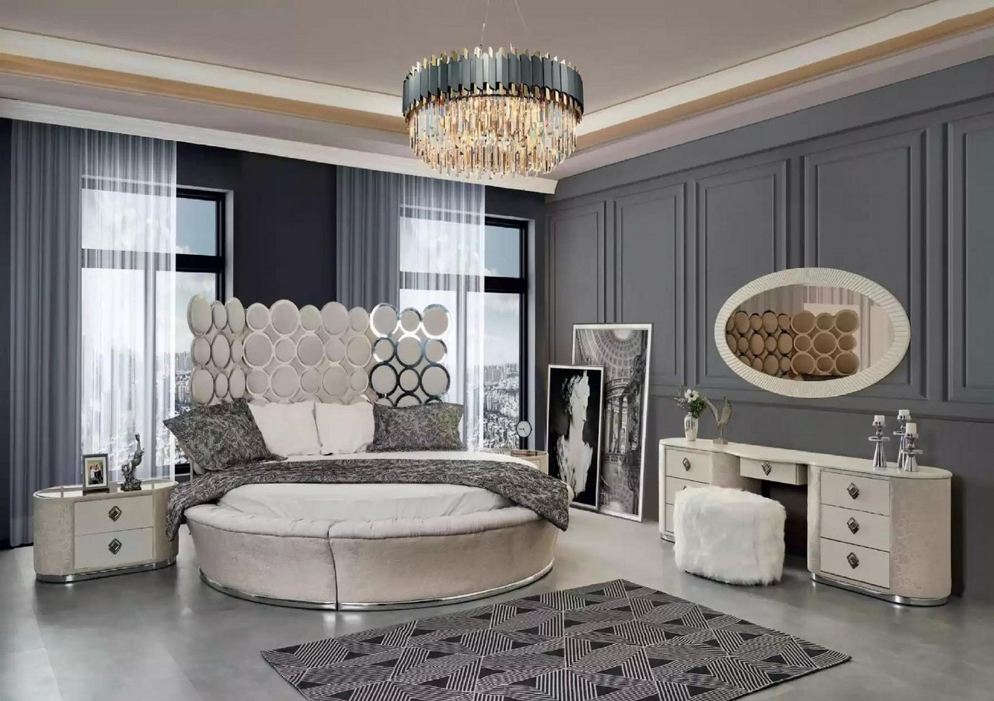 Xlmoebel Schlafzimmer-Set Modernes Schlafzimmer-Ensemble mit Bett, 2 Nachttischen, Schminktisch, (4-tlg., 4tlg. Schlafzimmer Set (Bett+2x Nachttische+Schminktisch), Hergestellt in Europa von Xlmoebel