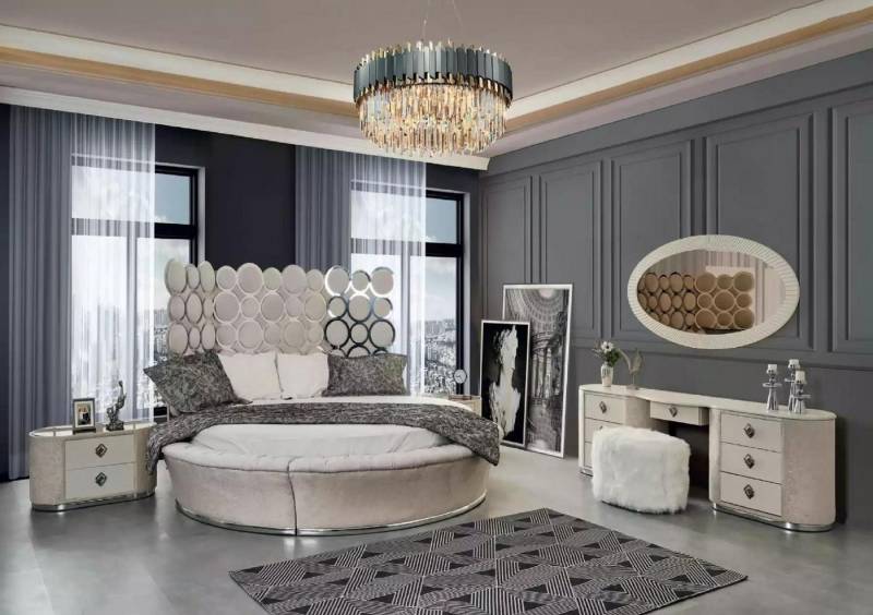 Xlmoebel Schlafzimmer-Set Modernes Schlafzimmer-Ensemble mit Bett, 2 Nachttischen, Schminktisch, (4-tlg., 4tlg. Schlafzimmer Set (Bett+2x Nachttische+Schminktisch), Hergestellt in Europa von Xlmoebel