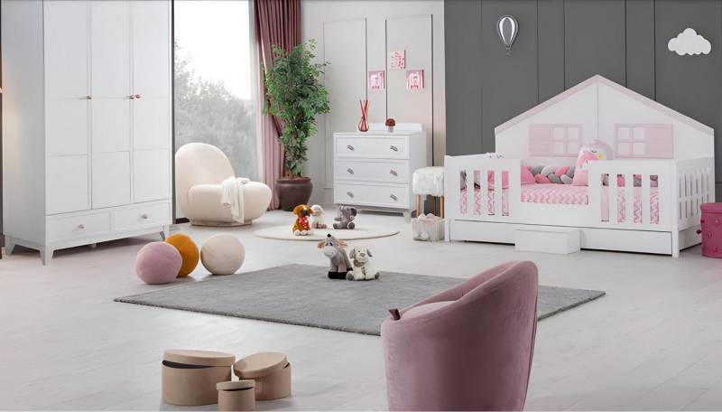 Xlmoebel Babymöbel-Set Modernes Set für das Kinderzimmer mit buntem Bett, Kleiderschrank, (3-tlg., 3tlg.Kinderzimmer Set(Kinderbett+Kommode+Kleiderschrank), Hergestellt in Europa von Xlmoebel