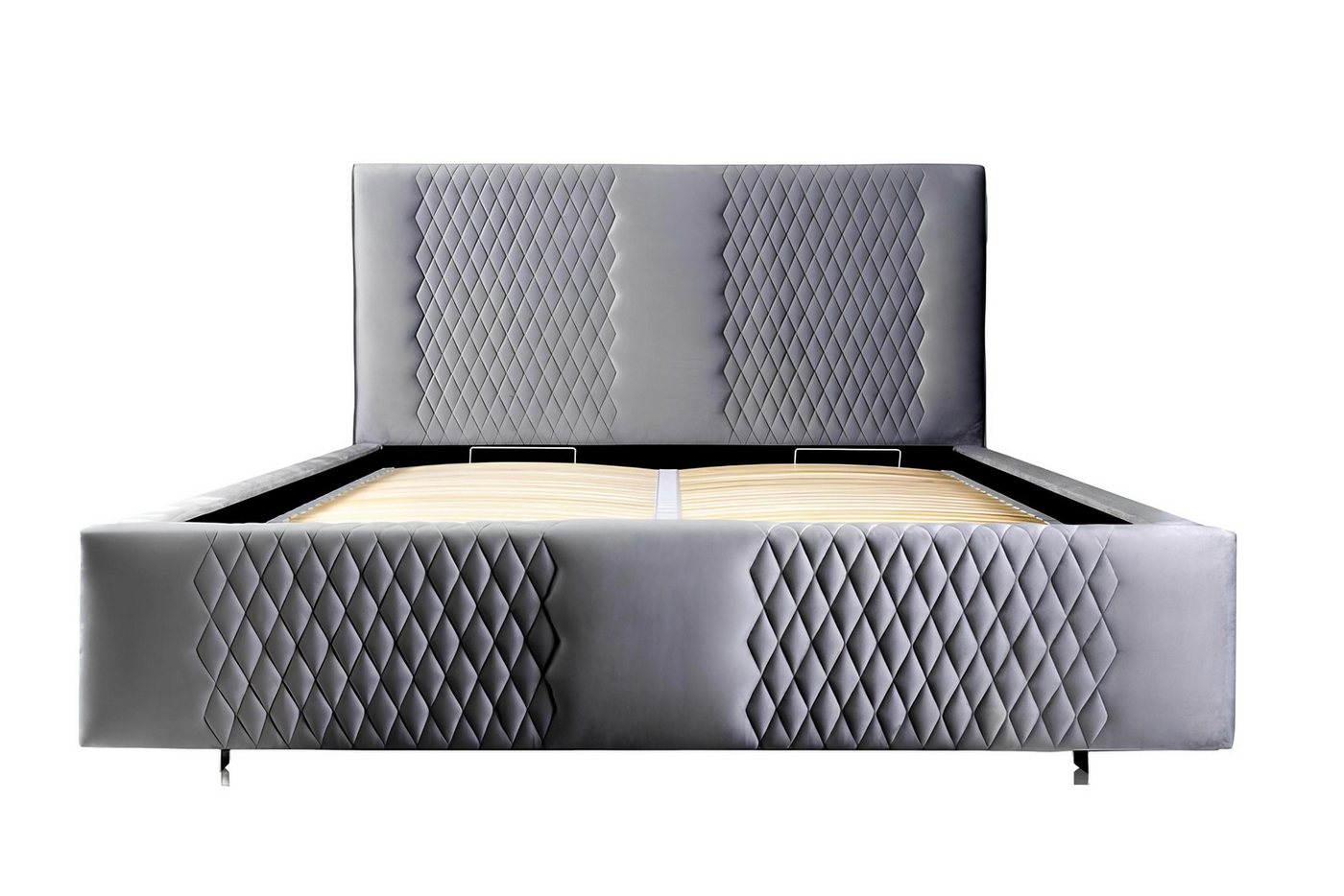 Xlmoebel Bett Modernes elegantes Doppelbett in Grau mit Stoffpolsterung für ein (Bett), Hergestellt in Europa von Xlmoebel