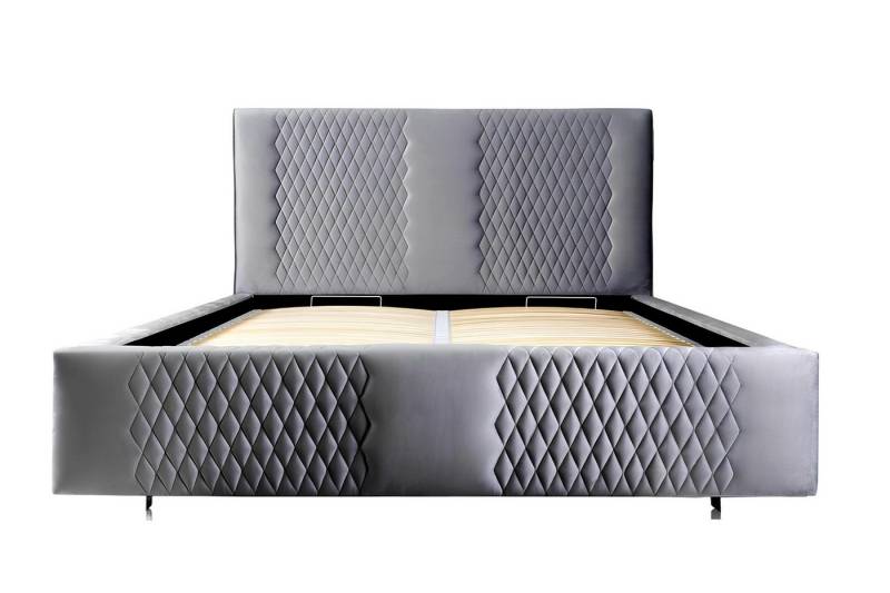 Xlmoebel Bett Modernes elegantes Doppelbett in Grau mit Stoffpolsterung für ein (Bett), Hergestellt in Europa von Xlmoebel