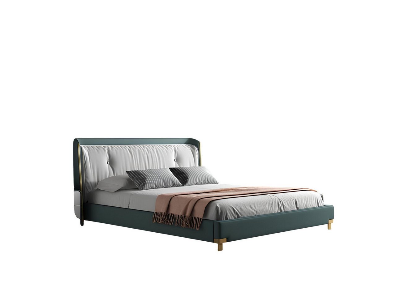 Xlmoebel Bett Neu gestaltetes Doppelbett aus Metall und Lederpolstern im luxuriösen (1-tlg., Bett), Hergestellt in Europa von Xlmoebel