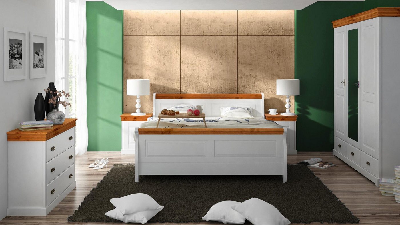 Xlmoebel Bett Neues 5-teiliges Holzset für das Schlafzimmer mit Landhaus-Bett (Bett), Hergestellt in Europa von Xlmoebel