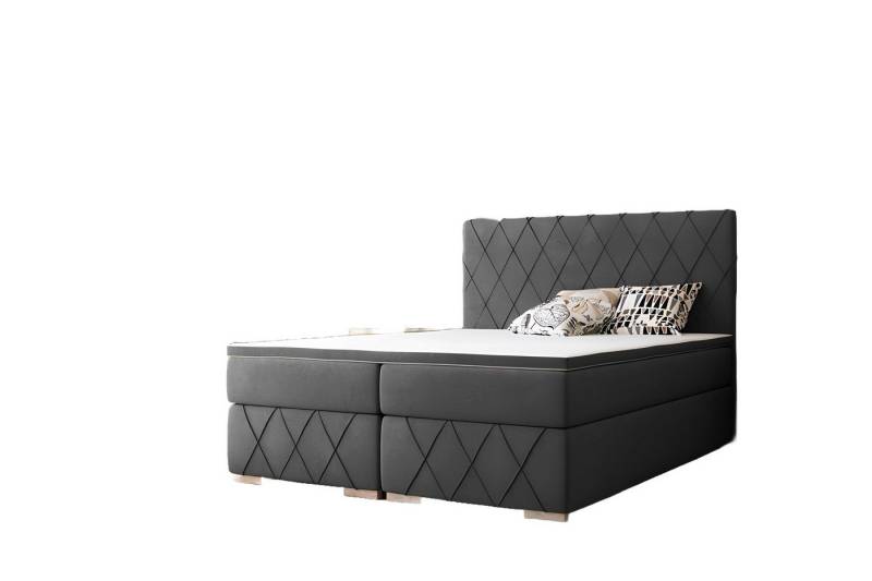 Xlmoebel Bett Neues Boxspring-Bett in Grau 180x200cm Matratze und Topper-Set (Boxspringbett 4069424842661), Hergestellt in Europa von Xlmoebel