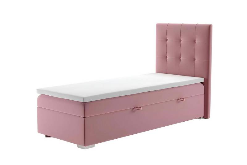 Xlmoebel Einzelbett Neues Boxspringbett in Rosa mit Luxus-Design und praktischem (Boxspringbett), Hergestellt in Europa von Xlmoebel