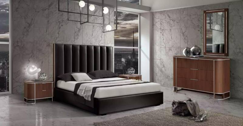 Xlmoebel Bett Neues Design 5-teiliges Schlafzimmermöbel-Set mit Bett und 2 (5tlg.Schlafzimmer Set (Bett + 2 Nachttisch + Kommode + Spiegel), Hergestellt in Europa von Xlmoebel