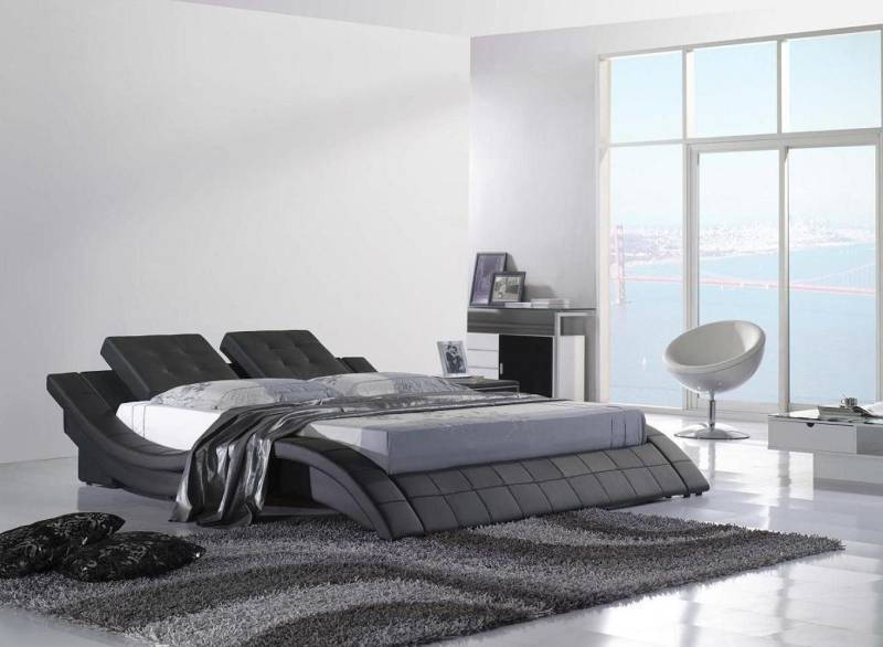 Xlmoebel Polsterbett Neues Design-Doppelbett aus Holz mit luxuriöser Lederoptik (Bett), Hergestellt in Europa von Xlmoebel