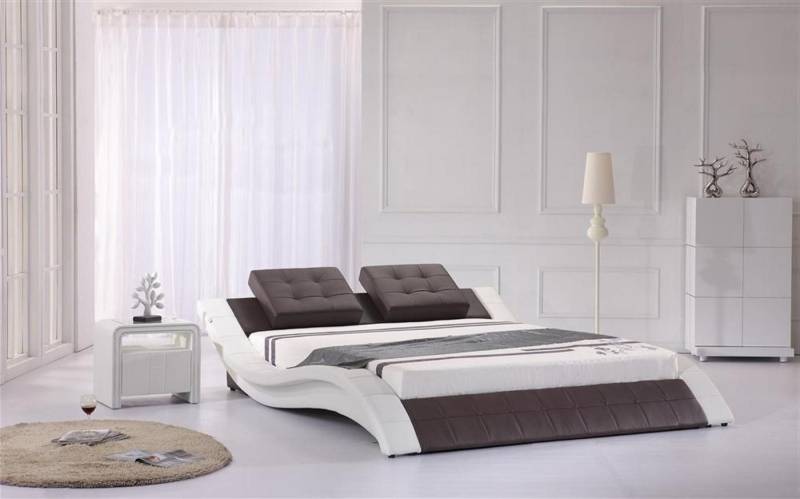Xlmoebel Polsterbett Neues Design-Doppelbett aus Holz mit luxuriöser Lederoptik (Bett), Hergestellt in Europa von Xlmoebel