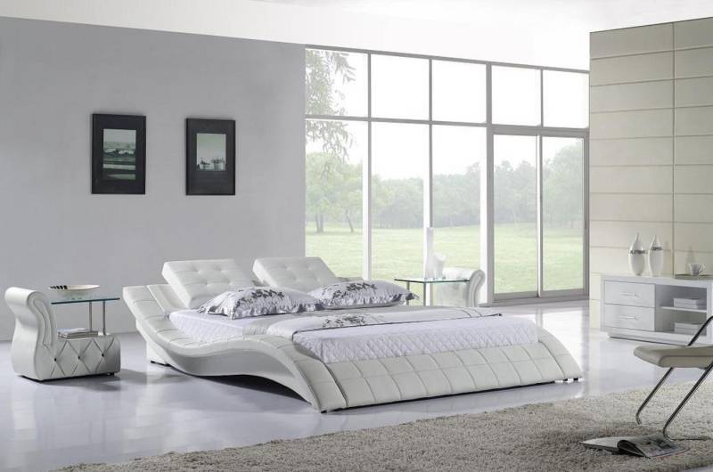 Xlmoebel Polsterbett Neues Design-Doppelbett aus Holz mit luxuriöser Lederoptik (Bett), Hergestellt in Europa von Xlmoebel