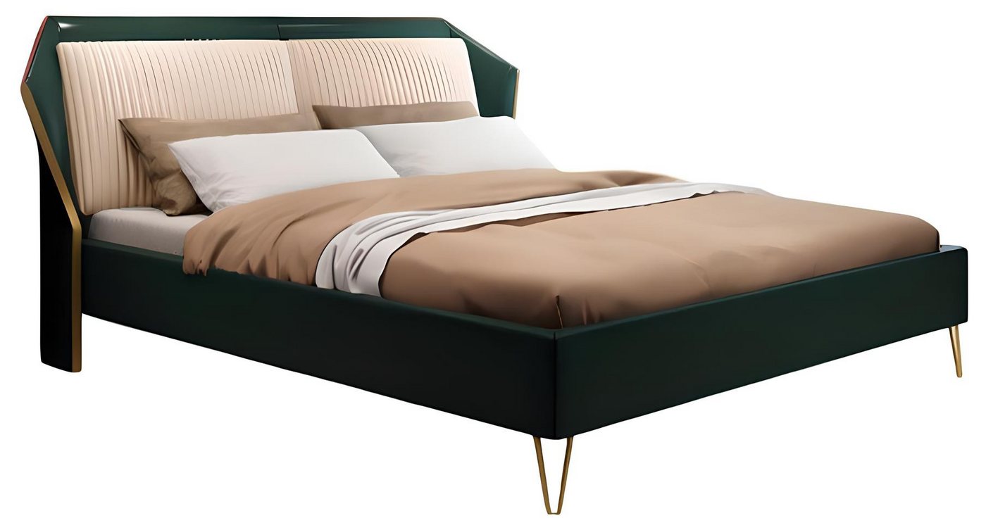 Xlmoebel Bett Neues grünes Metall Doppelbett im luxuriösen Textil-Design (Bett), Hergestellt in Europa von Xlmoebel