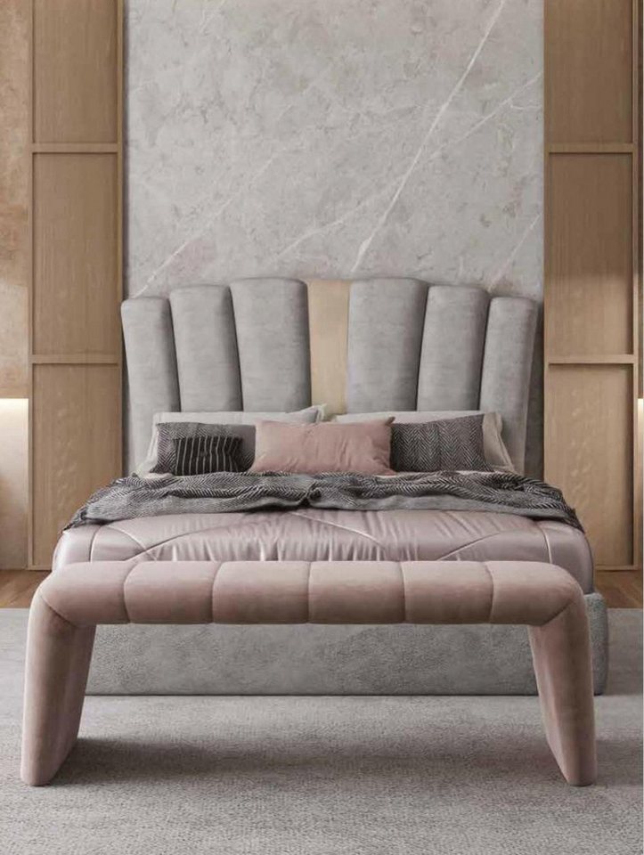 Xlmoebel Bett Rahmen für das Bett in grauem Design, Polsterbett aus Designer-Möbeln, (Bett), Hergestellt in Europa von Xlmoebel
