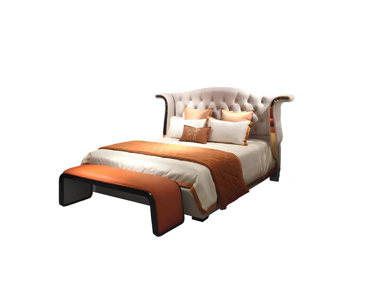 Xlmoebel Bett Stilvolles 180x200 Samt Hotel Metall Doppelbett für das Schlafzimmer (1-tlg., Bett), Hergestellt in Europa von Xlmoebel