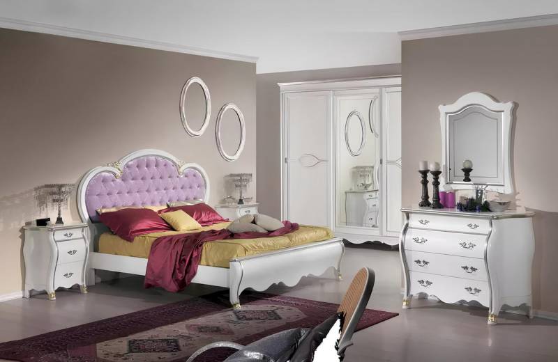 Xlmoebel Schlafzimmer-Set Traditionelles Schlafzimmer-Set mit Bett, 2 Nachttischen und Kommode, (Set 6tlg(Bett+2x Nachttische+Kommode+Spiegel+Kleiderschrank), Hergestellt in Europa von Xlmoebel