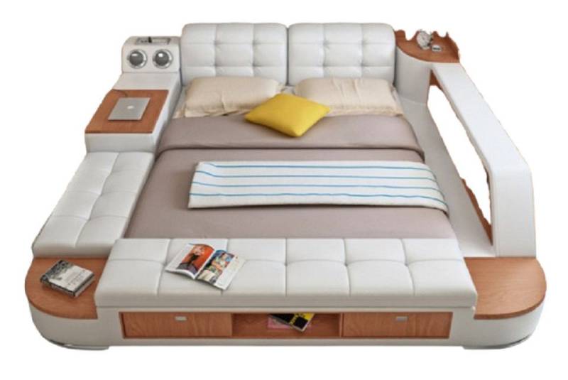 Xlmoebel Multimediabett Vielseitiges Schlafmöbel Ehebett Doppelbett Gestepptes Bett (1-tlg., Multifunktions Bett), Hergestellt in Europa von Xlmoebel